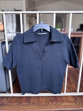 Abercrombie & Fitch Black Short-Sleeve V-Neck Polo Sweater